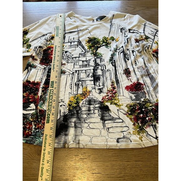 Joseph A. Women Sweater Size L Knit Novelty Print Artsy Street Classic Designer - Picture 3 of 12